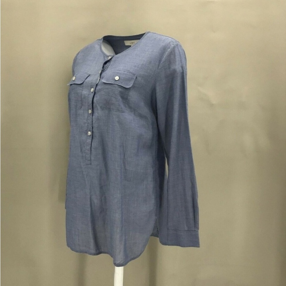 Loft Blue Button-Down Blouse - image 3